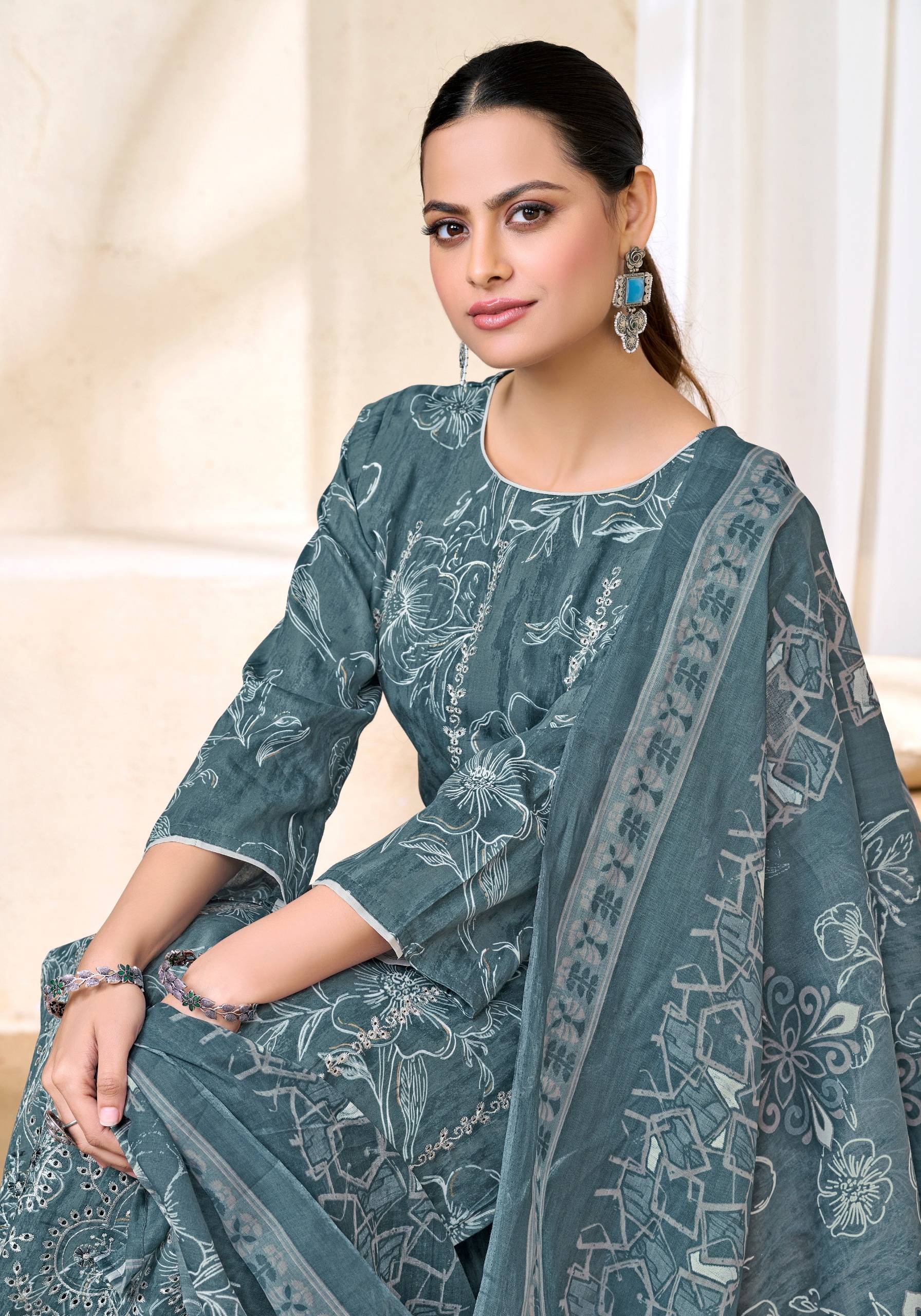 TALIB AZIZ by  Alok Suit 2263-1071-01 to 2263-1071-06 series Indian Pakistani ethnic wear Pure Zam Cotton At Wholesale Price